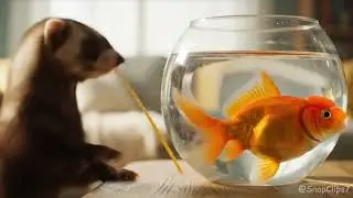 Ferret Caught Feeding a Fish