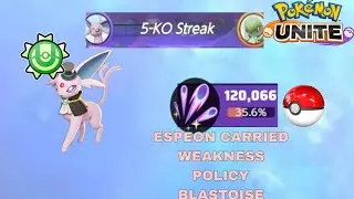 ESPEON CARRIED WEAKNESS POLICY BLASTOISE🟣💜#pokemonunite #gameplay #espeon #pokemon Read Description.