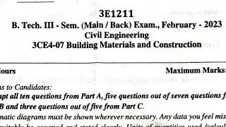 B.tech 3rd semester|| Civil engineering || Building Materials and Construction|| RTU