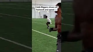 Caleb Biggers shows off footwork and speed at Boise State&rsquo;s Pro Day #boisestate #proday