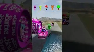 Rich barbie vs Bollard Barbie BeamNG.Drive #short