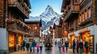Walking Through Zermatt 🇨🇭 | Peaceful Streets, Wooden Chalets & Alpine Views [4K]