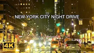 Driving Through NYC on a Rainy Night | Midtown Manhattan POV 4K Cinematic (No Talking)