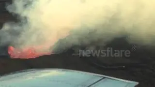 Flight over Holuhraun volcano in Iceland