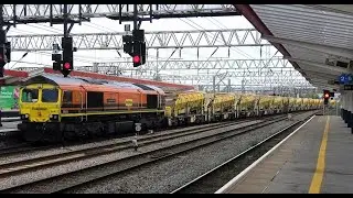 Is this the UK's LONGEST train??? HOBC, with 66418 & 66419. TWICE, through Crewe, 11th June 2023