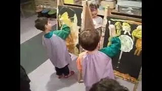 Pintando en Atriles los ni&ntilde;os de 3, 4 y 5 a&ntilde;os