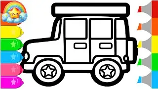 Car Suv 4x4 Rainbow Drawing Painting and Coloring for Kids || Simple Paintings