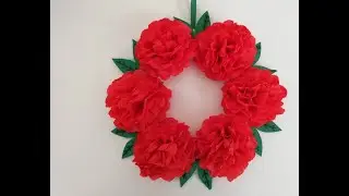 Kapı Süsü Yapımı - Krapon kağıdından çiçek kapı süsü(yapımı kolay) - How to make a door ornament -