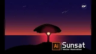 How to make Sunset Illustration । Illustration tutorial ।  Vector Art