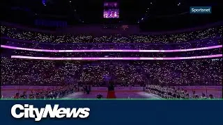 Edmonton Oilers celebrate Hockey Fights Cancer night in support of cancer research