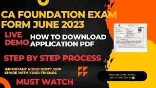 How To Download Ca Foundation June Exam Form Application 2023 l Step By Step l #icai #ca #castudents