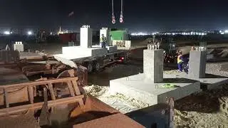 Terex demag AC 160-2 // Massive Concrete Pre Cast Erection //Night shift.#constructioncrane