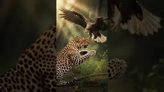 Leopard vs Eagle #DreamScreenAI #animals #fight  #youtubeshorts