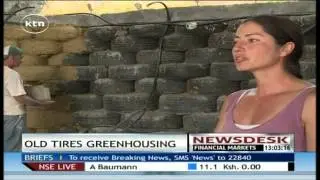 Old tires used to make green house in Columbia