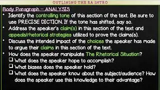 Rhetorical Analysis Outline