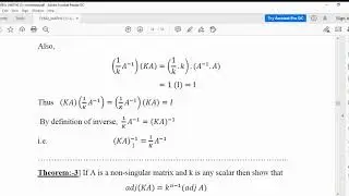 F.Y.B.Sc Theorems on inverse of matrix video no. 2