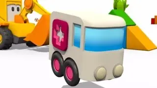 Max der Bagger baut den Krankenwagen. Animation f&uuml;r Kinder