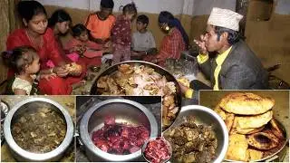 Dharme brother takes BUFF for his entire family || village local buff curry || Village cooking ||