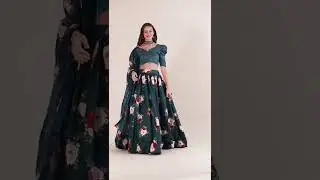 Green Floral Printed Lehenga choli with Duptta Set At zeelpin