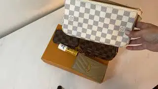 LV Unboxing: Damier Azure Pochette Accessoires, size comparison & what fits!