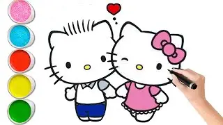 Hello Kitty and Dear Daniel Drawing Painting and Coloring for Kids Toddlers