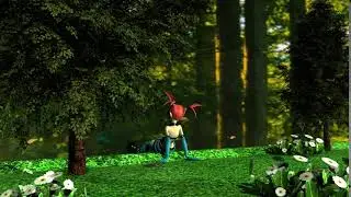 Girl in a forest. 3d Maya. Animation.