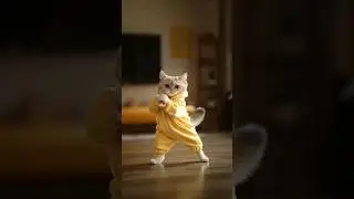 Dancing Cat in a Yellow Hoodie #shorts #cat #catlover #cutecat #dance #cute