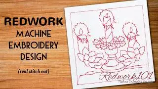 Christmas Garland and Candles | Redwork Embroidery Designs