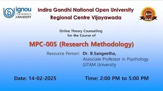 IGNOU RC-Vijayawada Online Theory Counselling MAPC of MPC 005 Research Methodology 14-02-2024