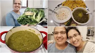 Makki Ki Roti Sarson Ka Saag Recipe - Cook and Chat with my Punjabi Mom!  || English Hindi Vlog