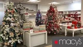 MACY'S CHRISTMAS DECORATIONS CHRISTMAS TREES ORNAMENTS SHOP WITH ME SHOPPING STORE WALK THROUGH