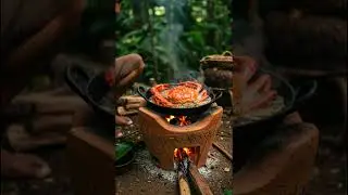 Cooking a Giant Crab on a Handmade Clay Stove