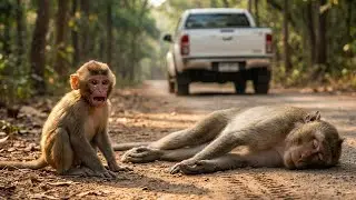 Baby Monkey Refuses to Leave His Injured Mother, The Rescue That Shocked Everyone!
