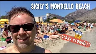 AMAZING (crowded) Beach on Sicily - Mondello - Italian Island Paradise on Mediterranean Cruise
