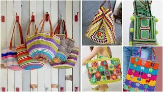 Latest boho style crochet cotton bag/crochet colourful shoulder bag/handbag designs