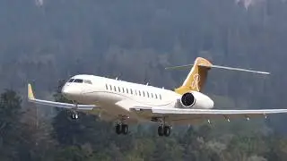 Bombardier Global 7500 M-RAFI landing at Bern Airport