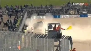 Renault UK Clio Cup 2016. Race 1 Donington Park. Senna Proctor High Speed Flips