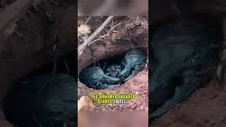 Черные муравьи сражаются насмерть, защищая свое гнездо #шорты #животные #дикая природа