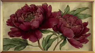 Vintage Burgundy Peonies &ndash; Elegant Botanical Frame TV Art in 4K