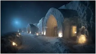 Caught in an Arctic Blizzard┇Ice Hotel Survival Sounds┇Howling Wind & Heavy Snow