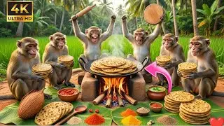 Peaceful Village Cooking | Monkey Village Kitchen | Relaxing Food#MonkeyVillageKitchen#MonkeyCooking