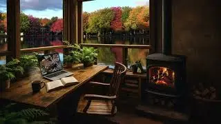 Cozy Lakeside Lofi | Chill Lofi Study, Wood Stove & Nature Views