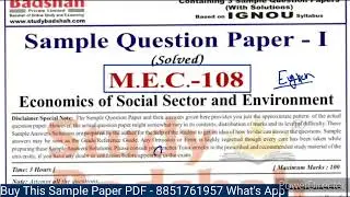 MEC 108 Important Question Answer | MEC 108 Sample paper pdf 2024 | MEC 108 Exam notes 2024