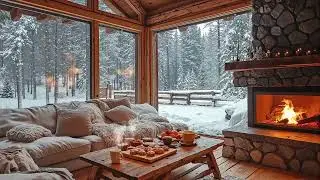 Morning Snow Cabin Jazz ❄️ Smooth Winter Jazz Music for Cozy Cabins, Fireplace Calm & Focus