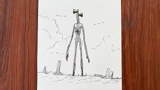 Drawing a Siren Head on the mountain | Drawing for beginner