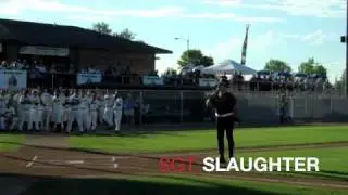 Taco John's Cowboy Monkey and Sgt. Slaughter at Northwoods League Games