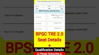 BPSC TRE 2.0 Seat + Qualification Details | BPSC TRE 2.0 Notification #bpsc #shorts #short #viral