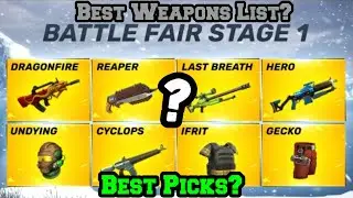 Best Weapons List in Battle Fair stage 1||Act 2 Season 7 Weapons List||Best pucks||&bull;Guns Of Boom&bull;