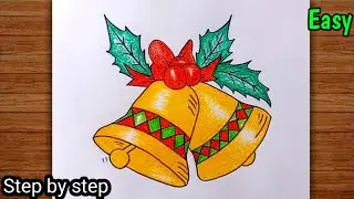 Christmas Bell Drawing Tutorial / How To Draw Christmas Bell / Jingle Bells Drawing