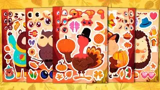 THANKSGIVING STICKER BOOK DECORATING | CREATE FALL ANIMAL SCENES WITH STICKERS